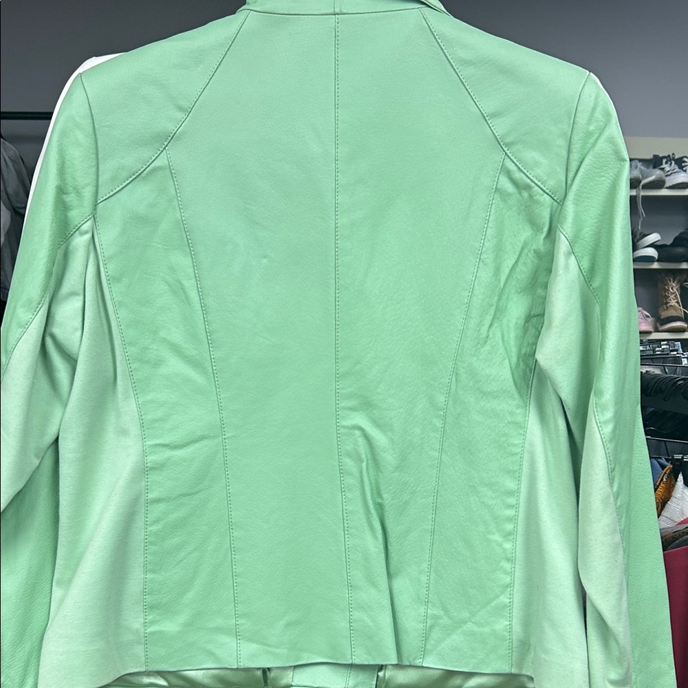 Iman Mint Green Leather Jacket - image 5
